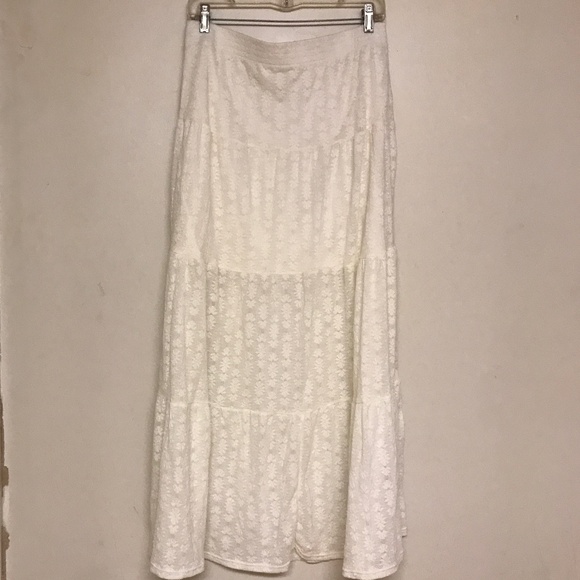 Off White Tiered Maxi Skirt Fairy Feminine no name - Picture 1 of 2